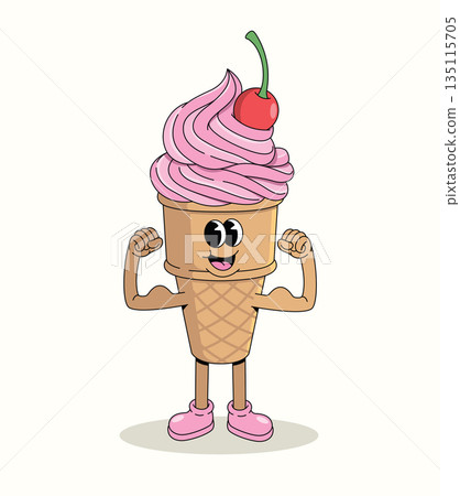 ice cream cone strong groovy cartoon illustration ice cream cone strong groovy cartoon illustration 135115705