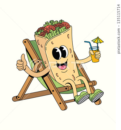 kebab relaxing on chair groovy cartoon illustration kebab relaxing on chair groovy cartoon illustration 135115714