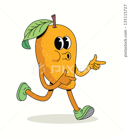 mango energetic walk groovy cartoon illustration mango energetic walk groovy cartoon illustration 135115727