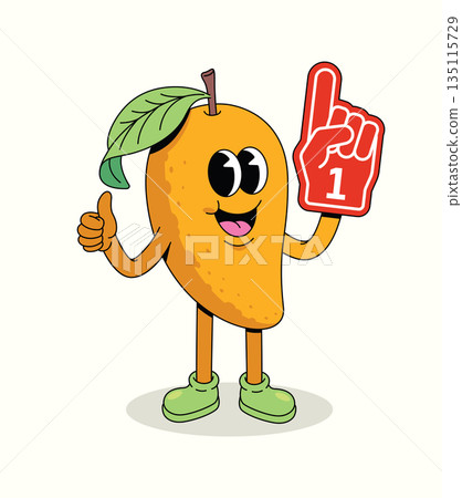 mango foam hand groovy cartoon illustration mango foam hand groovy cartoon illustration 135115729