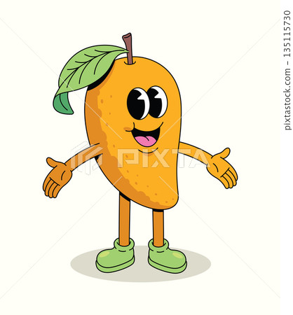 mango happy groovy cartoon illustration mango happy groovy cartoon illustration 135115730