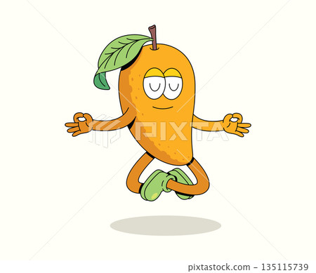 mango meditation groovy cartoon illustration mango meditation groovy cartoon illustration 135115739