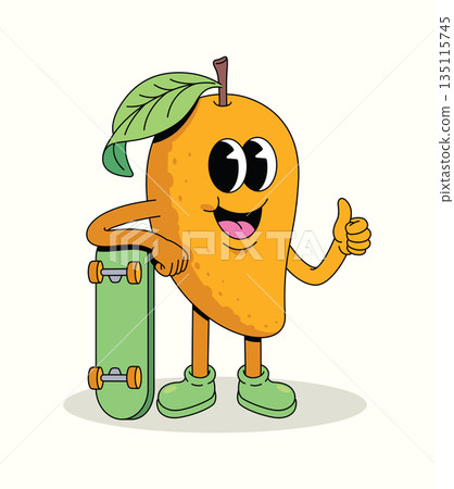 mango skateboard thumbs up groovy cartoon illustration mango skateboard thumbs up groovy cartoon illustration 135115745