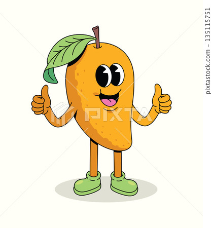 mango thumbs up groovy cartoon illustration mango thumbs up groovy cartoon illustration 135115751