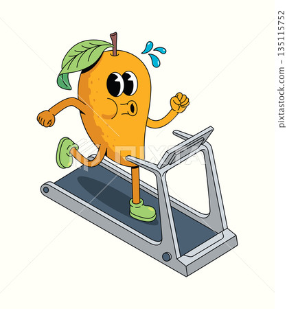 mango treadmill groovy cartoon illustration mango treadmill groovy cartoon illustration 135115752