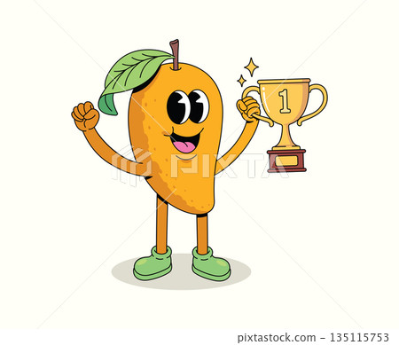 mango trophy groovy cartoon illustration 135115753