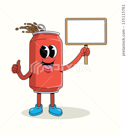 soda can blank board groovy cartoon illustration soda can blank board groovy cartoon illustration 135115761