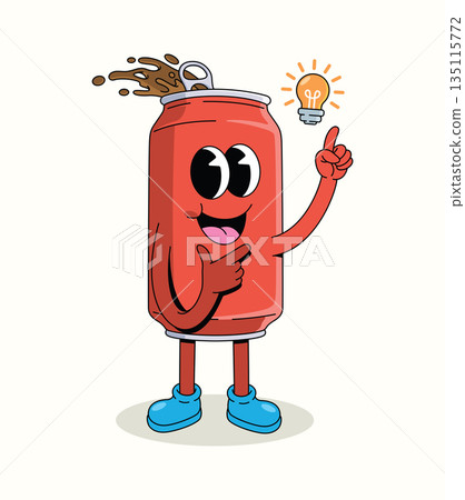soda can idea groovy cartoon illustration soda can idea groovy cartoon illustration 135115772