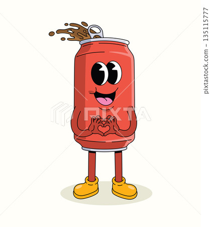 soda can love groovy cartoon illustration soda can love groovy cartoon illustration 135115777