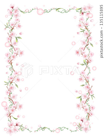Pale cherry blossom frame, framed, vertical Pale cherry blossom frame, framed, vertical 135115895