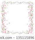 Pale cherry blossom frame with frame, square 135115896