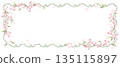 Pale cherry blossom frame with frame, horizontal 135115897