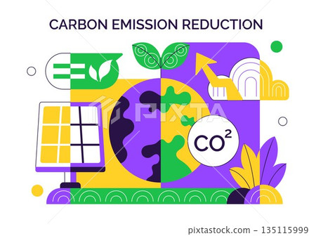 Carbon Footprint Reduction Illustration Featuring Environmental Pollution Impact Analysis With CO2 Effects On Nature Climate And Ecological Balance Carbon Footprint Reduction Illustration Featuring Environmental Pollution Impact Analysis With CO2 Effects On Nature Climate And Ecological Balance 135115999
