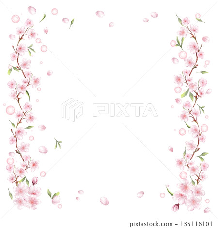 Pale cherry blossom frame square 135116101