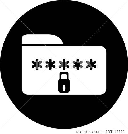Data Encryption Folder Icon - Silhouette Password Protected File in Black Circle Data Encryption Folder Icon - Silhouette Password Protected File in Black Circle 135116321