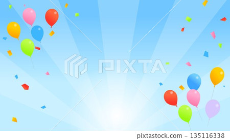 Background illustration of balloons flying in the blue sky Background illustration of balloons flying in the blue sky 135116338