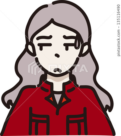 Illustration of a woman wearing work clothes and red uniform 135116490