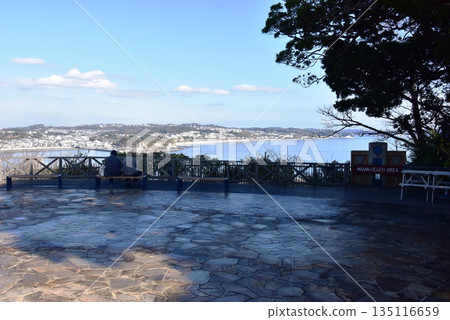 View of Miami Beach Square and the coast at Enoshima Samuel Cocking Garden, Fujisawa City, Kanagawa Prefecture 135116659