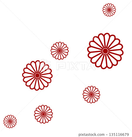 許多深紅色的花朵 135116679