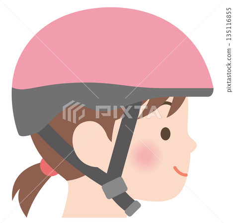 Girl wearing a bicycle helmet Girl wearing a bicycle helmet 135116855