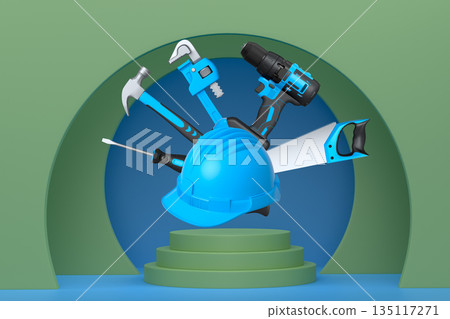 Abstract scene or podium for product showcase on monochrome background. 135117271