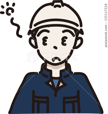 圖：一名戴著頭盔、身穿工作服（藏藍色制服）的瞌睡男子 135117329