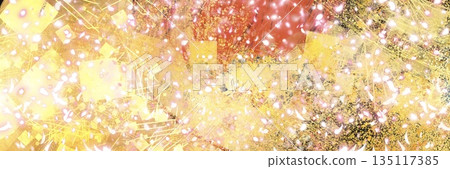 新年背景風格金葉櫻花雪花閃亮奢華橫幅背景 135117385