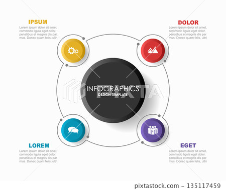 Circular infographic for presenting structured data or concepts in a visual format. Vector illustration. 135117459