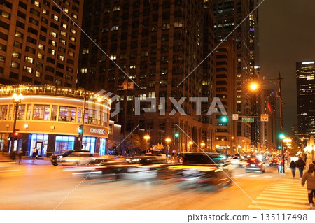 Chicago cityscape at night Chicago cityscape at night 135117498