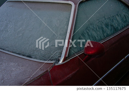 Frost on an classic american vintage car Frost on an classic american vintage car 135117675