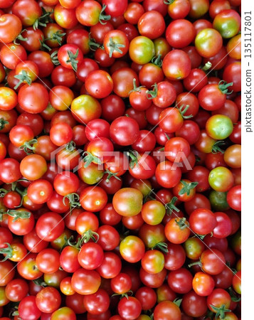 很多明亮的紅色櫻桃番茄 135117801