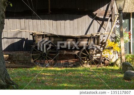 Nostalgic oldtimer open wagon in Drenthe 135117807