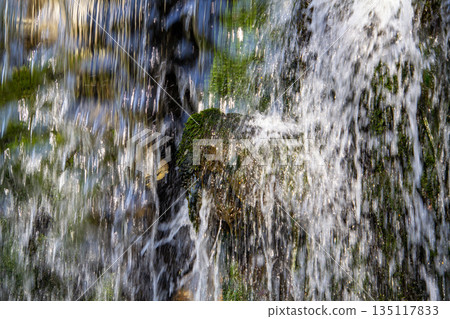 Waterfall in Park Sonsbeek in Arnhem, the Veluwe, the Netherlands. Waterfall in Park Sonsbeek in Arnhem, the Veluwe, the Netherlands. 135117833
