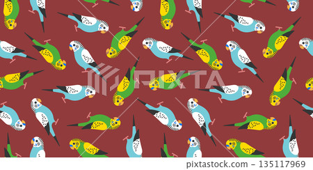 虎皮鸚鵡的無縫背景圖。 135117969