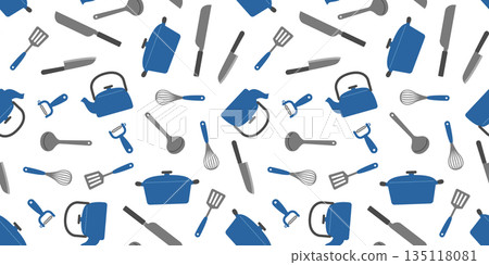 Seamless background image of illustrations of cooking utensils. Seamless background image of illustrations of cooking utensils. 135118081