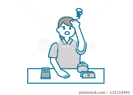 一幅描繪女性理財困難的插圖 135118495