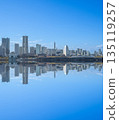 The city skyline and its reflection on the water at Yokohama Port, Japan 135119257