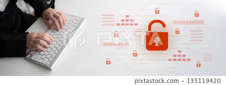 Cybersecurity Breach Highlighting Data Vulnerability Latch Cybersecurity Breach Highlighting Data Vulnerability Latch 135119420