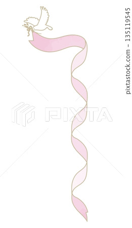Elegant frame and decoration with ribbons and doves Elegant frame and decoration with ribbons and doves 135119545