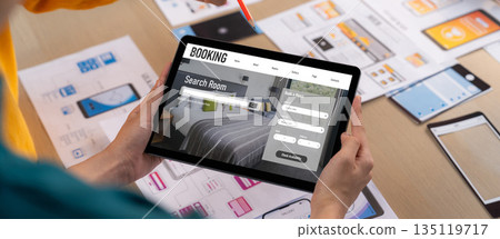 Online hotel accommodation booking website provide brisk reservation system 135119717