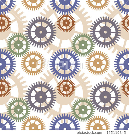 Steampunk pattern with gears and cogwheels. Technical background. Vintage techno. Steampunk pattern with gears and cogwheels. Technical background. Vintage techno. 135119845