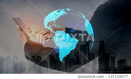 Global network connection visualization showing data exchange Thunk Global network connection visualization showing data exchange Thunk 135120077