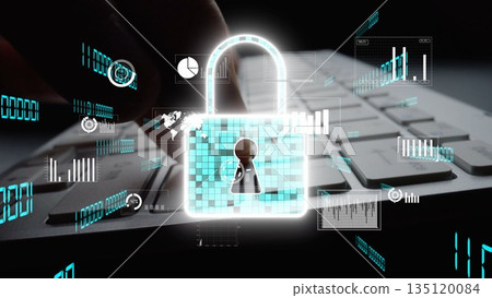 Digital Security Concept with Lock Symbol over Laptop Keyboard, Representing cyber security, Data Protection, and Online Safety in Modern Technology xenic Digital Security Concept with Lock Symbol over Laptop Keyboard, Representing cyber security, Data Protection, and Online Safety in Modern Technology xenic 135120084
