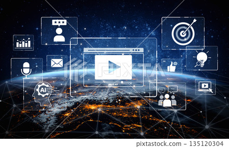 Video Marketing Strategy and Engagement Icons Spline Video Marketing Strategy and Engagement Icons Spline 135120304