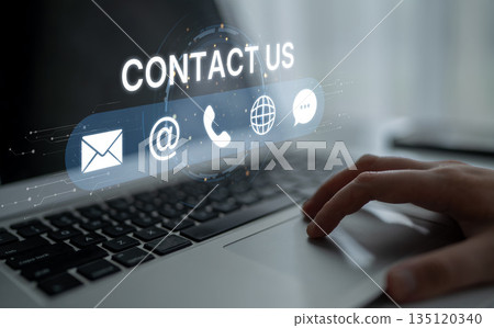 Contact Us Icons Set for Communication, Customer Support, and Help Center Spline 135120340