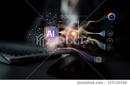 AI Brain Processing Data with Generative Artificial Intelligence Concept Spline AI Brain Processing Data with Generative Artificial Intelligence Concept Spline 135120388