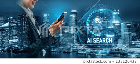 AI Search Engine and Intelligent Data Retrieval User Interface Spline 135120432