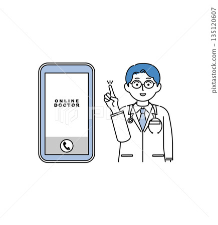 Male doctor's online medical consultation image illustration 135120607