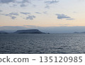 Seto Inland Sea at dusk, Yashima and Oshima in Bisan Seto seen from the Shodoshima ferry, and Takamatsu city 135120985