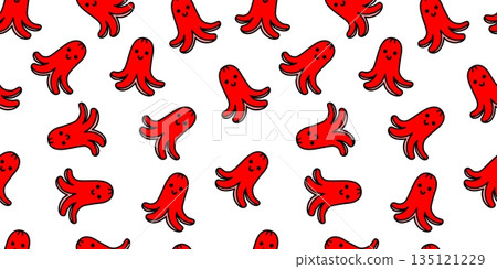 一張無縫背景的章魚香腸圖片。 135121229